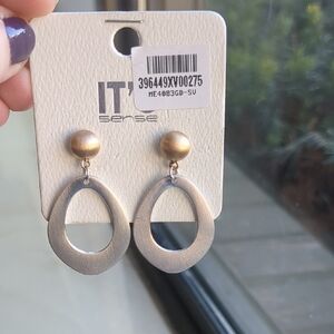 Silver and Gold Drop Stud Earrings